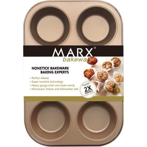 6 Holes Nonstick Baking Carbon Steel Muffin Cup Mold Biscuit Baking Sheet Muffin Tray DIY Cupcake Pan Baking Supplies