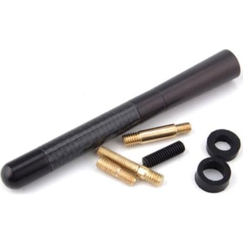 BBQ@FUKA Black 4.7" 120mm Carbon Fiber Short AM/FM Antenna Aluminum Screw Replacement Car Fit for audi bmw Dodge Ford VW