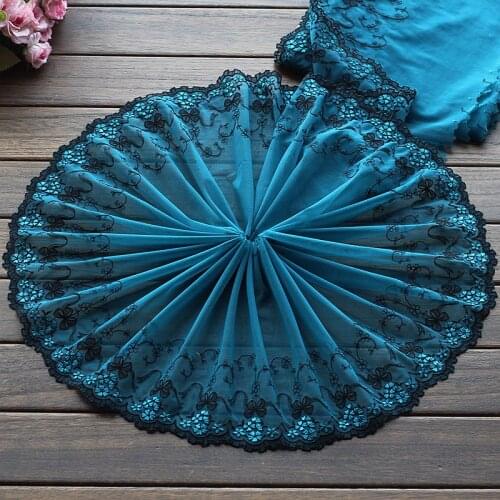 2yards/lot 23cm wide Embroidered Tulle Lace trim mesh lace trim ~blue~ beautiful