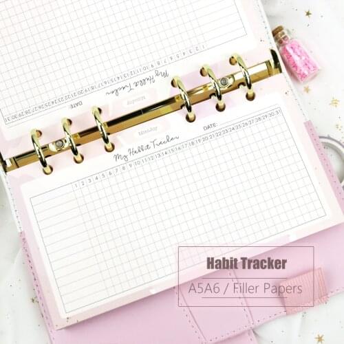MyPretties Fantasy Habbit Tracker Refill Papers 40 Sheets A5 A6 Filler Papers for 6 Hole Binder Organizer Notebook Papers