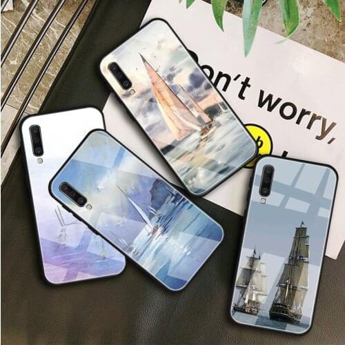 Sailing Art Tempered Glass Case For Samsung Galaxy A10S A10E A20S A20E A30S A40 A50S A60 A70 A80 A90 A6 A7 A8 Shell