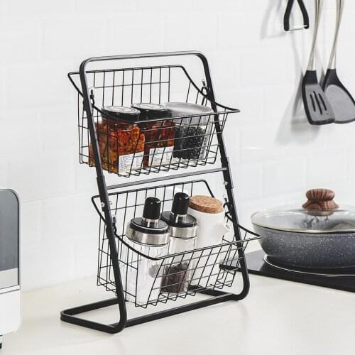 Home 2 Tiers Metal Kitchen Storage Rack Spices Organizer Shelf Bathroom Accessories Organizer Holder Basket Kitchen Accessories