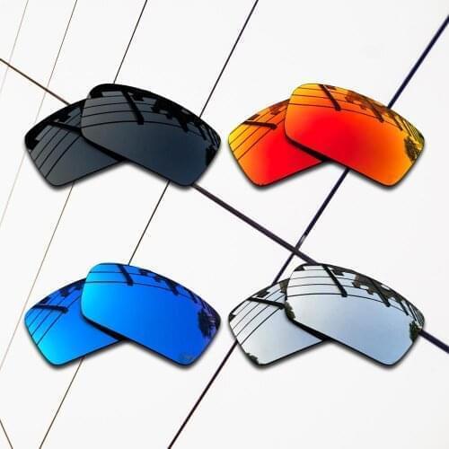 E.O.S 4 Pairs Black & Silver & Ice Blue & Fire Red Polarized Replacement Lenses for Oakley Canteen 2006 Sunglasses