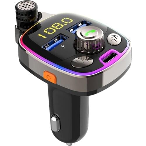 FM Transmitter Bluetooth-compatible 5.0 Car Kit Stereo Handsfree Aux Audio Mp3 Player USB Fast Charging FM Modulator