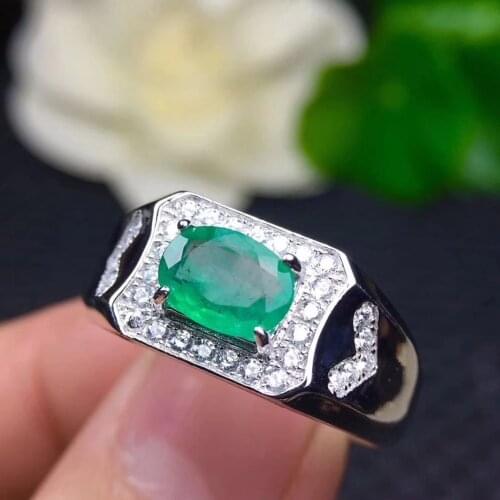 Luxurious big square Thick Natural green emerald gem Ring S925 Silver Natural Gemstone Ring man Womens party gift Rings Jewelry