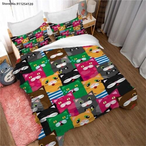 Cat Family Bedding Sets Luxury High Quality 3D Printed Duvet Cover Set 2/3 Piece Queen King Double Single Size Animal Bed Cover