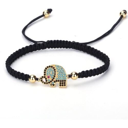 Hot Sale Elephant Hand-woven Bracelet Pave CZ Cute Bracelet for Women Christmas Gift for Facebook Instargram Charms Bracelets