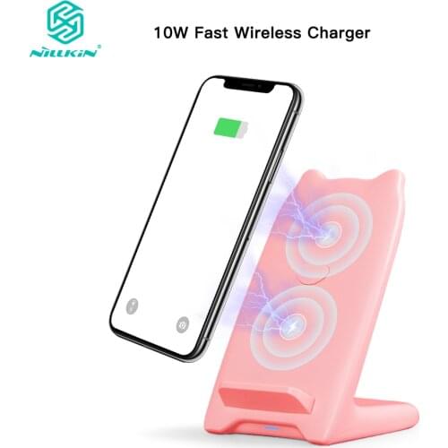 Nillkin 10W Fast Wireless Charger Stand Holder for Samsung Galaxy Note 10 10+ S10 S10+ for iPhone Xs Max X for Xiaomi 9 Cute Cat