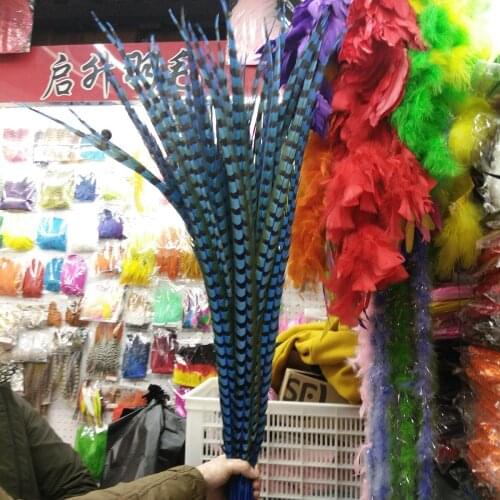 Wholesale 100pcs Beautiful Sky Blue copper chicken feathers 32-36 inch/80-90 cm stage performances decoration