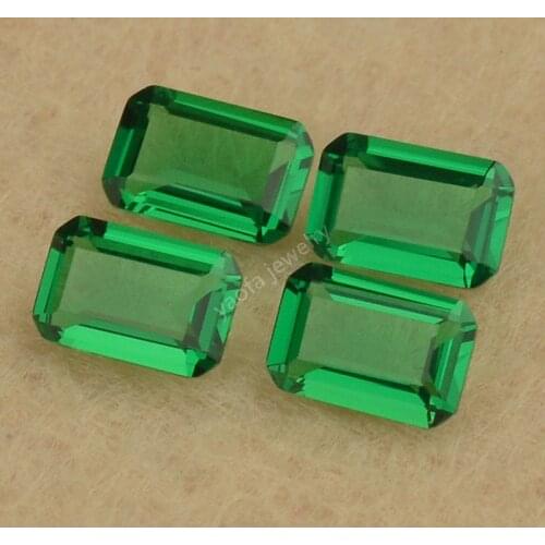 Wholesale 3x5~15x20mm 5A Green Nano Stone Loose Rectangle Octangle Shape Step Cut Emeralds Synthetic Gems For Jewelry Making
