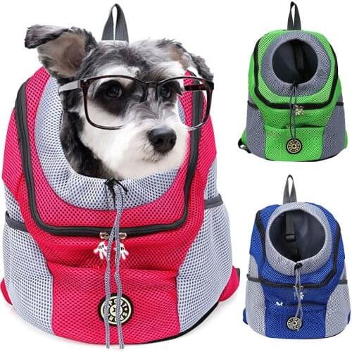 Out Double Shoulder Portable Travel Backpack Outdoor Pet Dog Carrier Bag Pet Front Bag Mesh Backpack Head Dog Travel Backpack