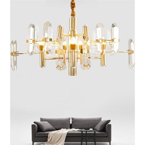 Postmodern crystal chandelier light luxury simple wrought iron lighting creative personality dining room bedroom staircase lamps