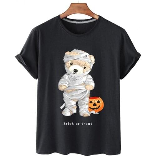 100% Cotton Bandage Injured Bear Casual O-neck Loose Short-sleeved T-shirt Mens Plus Size T-shirt Mens And Womens Tops S-4xl