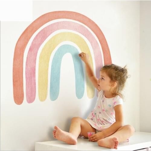 Rainbow Wall Stickers for Home Decor Removable Transparent Bedroom Decoration Wall Sticker Nursery Kindergarten Decor 2 Pcs