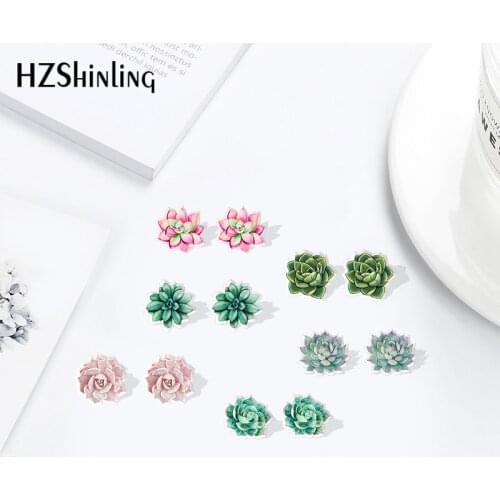 Stud Earrings Acrylic Earrings Succulent statement Plant Resin Epoxy Earrings for women
