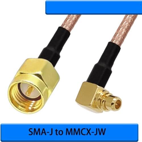 SMA male to MMCX male right angle connecting line feeder MMCX-JW to SMA-J RF cable RG316 wire diameter 2.5mm 1.5m length cable