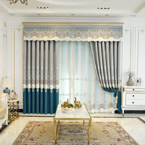 Modern luxury rose stitching embroidered blackout curtains for high quality and elegant curtains for living room and bedroom