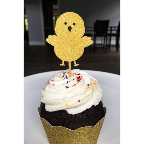 Chick Cupcake Toppers Baby Shower Toppers Gender Reveal First Birthday Decorations Farm Animal Party Spring Decor