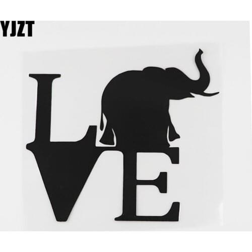 YJZT 15.2CMX14CM Creativity Love Elephant Animal Vinyl Car Sticker Black/Silver 8C-0017