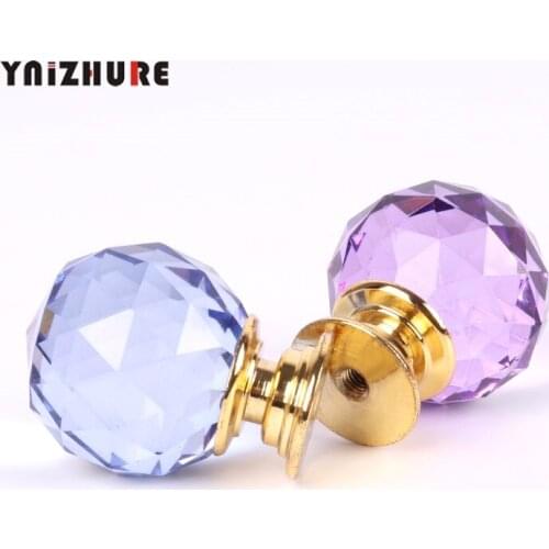 YNIZHURE Colors Gold Crystal Glass Gold Knobs Closet Dresser Drawer Kitchen Cabinet Pull Wardrobe Cupboard Handle 1PC