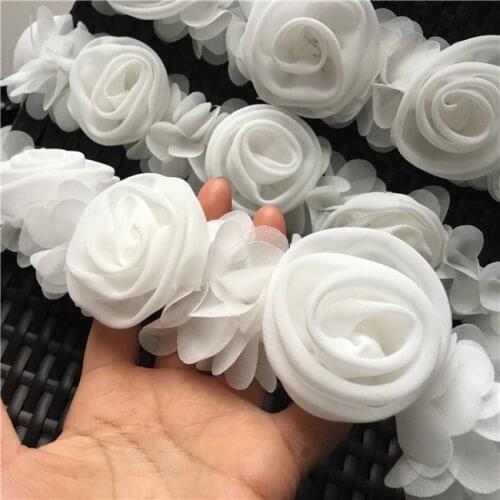 Good quality white wedding dress strap chiffon skirt handmade lace flower belt,sewing accessories,1meter/pcs