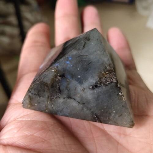 1pcs Labradorite Crystal PYRAMID quartz obelisk point Healing lucky Mascot