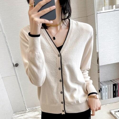 100% Wool Knitted Sweater Womens Cardigan Autumn 2021 Female Casual Long Sleeve Single Breasted Cardigan Coat Femme Warm Jacket