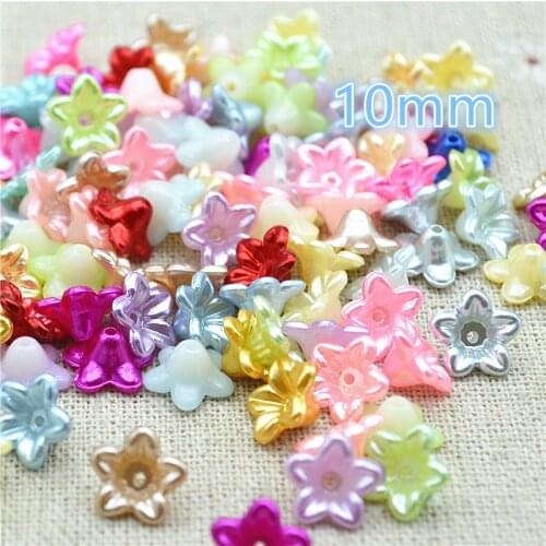 200pcs/lot 10mm mix color flower pearl Beads ABS Resin Flatback Simulated pearl Beads Jewelry Crafts