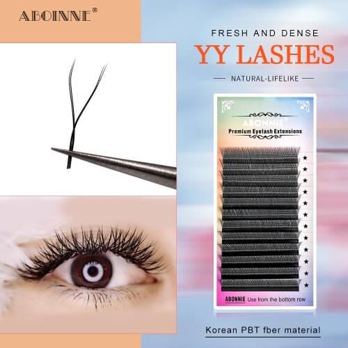 Abonnie 2D Premade Fans Y-Shaped d curl Lashes Tray Eyelash Extensions Premium Lashes Lash Extensions YY Size Cilio