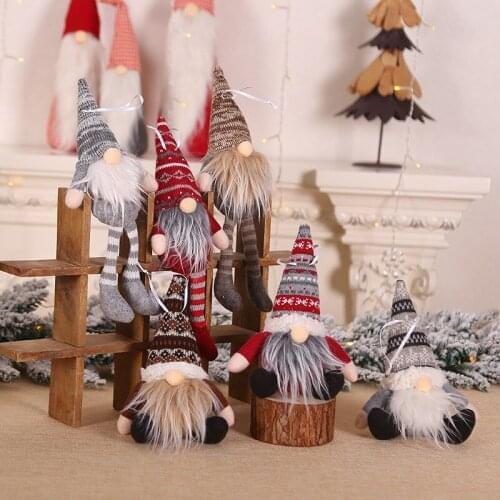 36 Pcs Handmade Santa Tomte Gnome Christmas Tree Pendants Hanging Ornaments New Year Xmas Home Party Decoration Wholesale X2