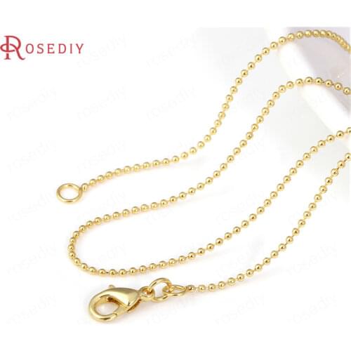 40514)4PCS Full length 45.7CM 24K Gold Color Copper Necklaces Finished Chains Jewelry Making Supplies Diy Findings Accessories