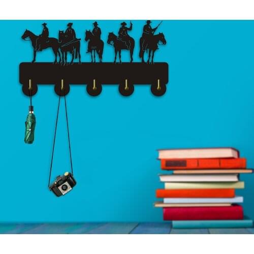 5 Bad Guys Cowboys Clother Hat Robe Towel Wooden Wall Hooks Key Hanger Key Hooks Rack Household Decor Wall Hanger Hook