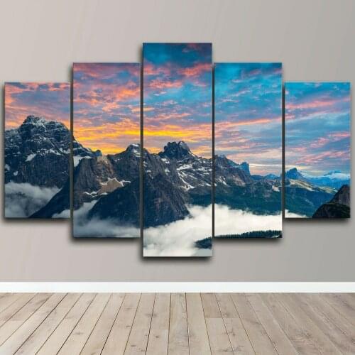 5 Piece Canvas Mountain Landscape Art Print HD poster Paintings Living Room Bedroom Home Decor Pictures Framework Modular Modern