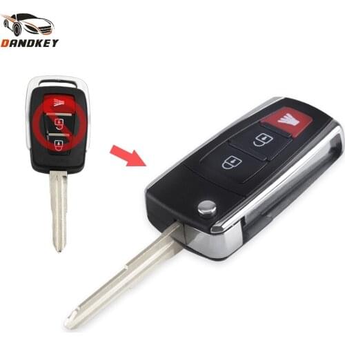 Dandkey 3 Buttons Fob For Proton Flip Folding Keyless Entry Remote Key Shell Case Uncut Blade New Replacement With Left Blade