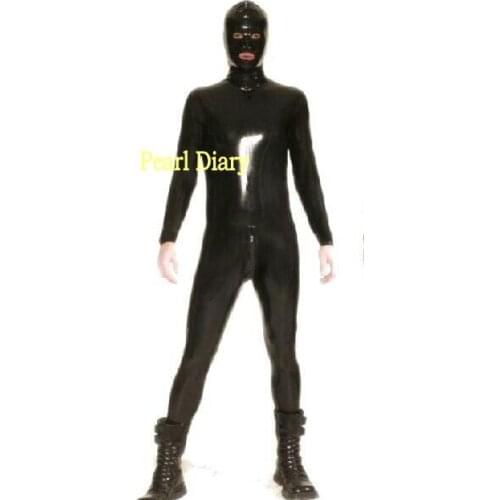 Brand Cosplay Halloween Costumes PVC faux leather full bodysuit Open eyes mouth women Men Tights without hands feet