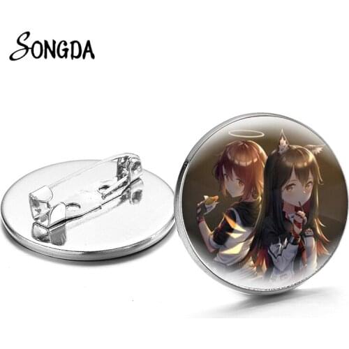 Anime Game Spiel Arknights Brooches for Kids Friends Badges Backpacks Clothes Lapel Pin Cartoon Figures Glass Dome Jewelry Gifts