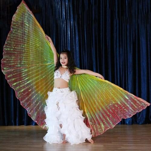 2019 Children Dance Clothes Performance Props Belly Dance Accessories Egyptian Wings Non-Slit Isis Wings Transparent Multicolour
