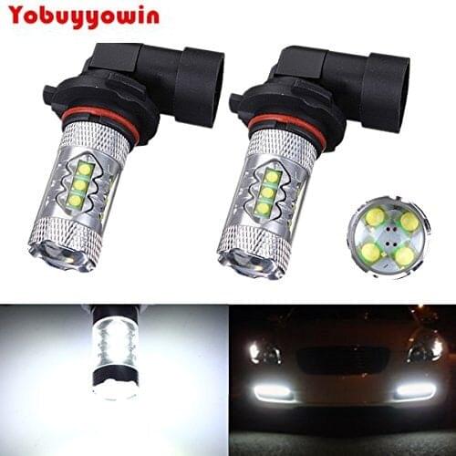 2pcs 9005 HB3 80W Cree Chip LED Projector High Power White Car Auto DRL Daytime Running Lights Car Fog Lamp Bulb DC12V