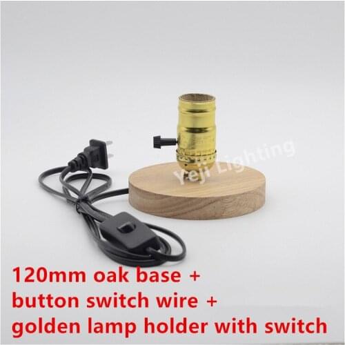 Edison retro oak wooden gold switch lamp holder ceiling rose for table lamp decorative lamp led tube light Lighting Accessories