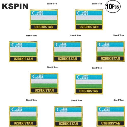 Uzbekistan Flag Embroidery Patches Iron on Saw on Transfer patches Sewing Applications for Clothes in Home&Garden