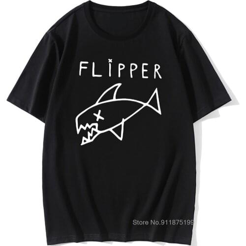 Flipper Fish Rock Music Band T Shirts Men 100% Cotton O'Neck Tshirt Man T-Shirts Retro Mens Tees Tops Drop Shipping