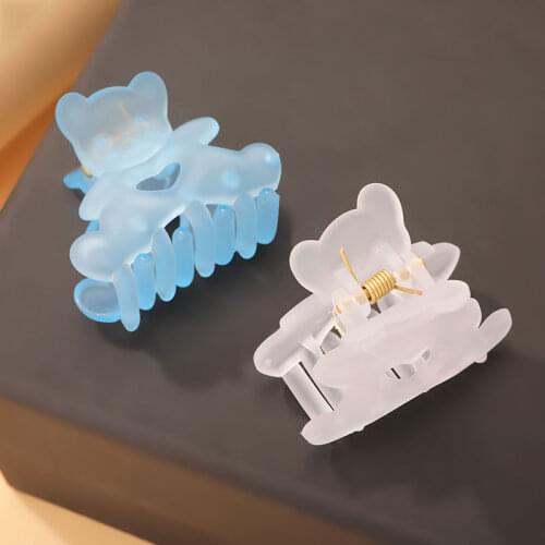Candy Color Bear Hairpin Women Girls Kids Acrylic Hair Accessories Small Geometric Barrettes Ponytail Matte Hair Claw Clip Crab