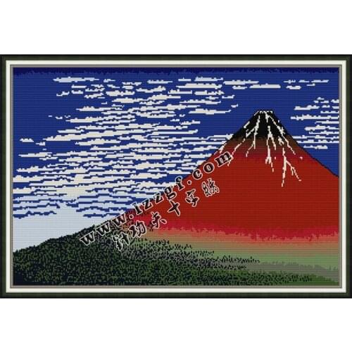 Everlasting Love Fuji, Mountains in Clear Weather Chinese Cross Stitch Kits Ecological Cotton 14CT Easy to Use Home Decoration