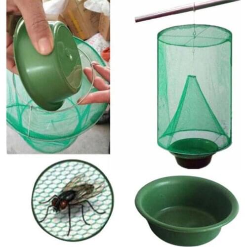 1PCS Pest Control Reusable Hanging Fly Catcher Killer Flies Flytrap Zapper Cage Net Trap Garden Reusable Fly Trap Home Dropship