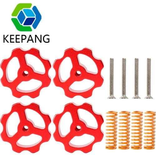 4 set Aluminum alloy Leveling Nuts Kit for Adjustment Red Nut 4 8*25 Springs 4 M4 Screw For 3D Printer Ender 3 CR10 Heatbed