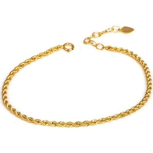 New Arrival 18K Yellow Gold Bracelet AU750 Gold Rope Chain Bracelet For Women