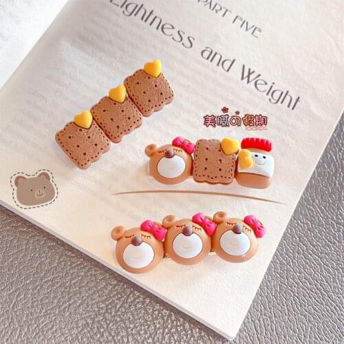 New Cute Cartoon Bear Biscuit Hair Clips For Girls Kids Lovely Hairpins Duckbill Barrettes Headband Fashion Hair Accessories