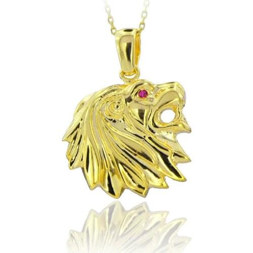 Lion Head Necklace 925 Sterling Silver Wild Lion Necklace