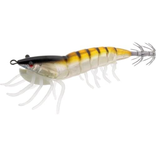 Saltwater Squid Jigs Hook Artificial Wood Shrimp Fishing Lure Hard Bait for Sleeve-fish/Squid/Octopus/Cuttlefish