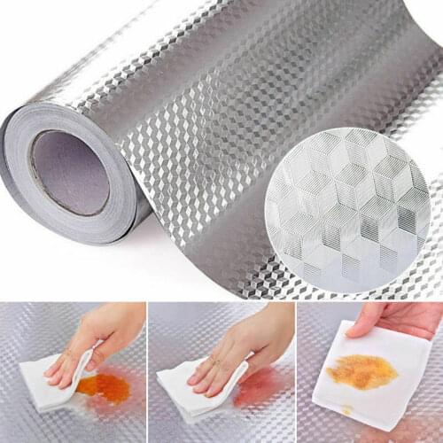 Self Adhesive Waterproof Oil-proof Aluminum Foil Kitchen Cabinet Wall Sticker